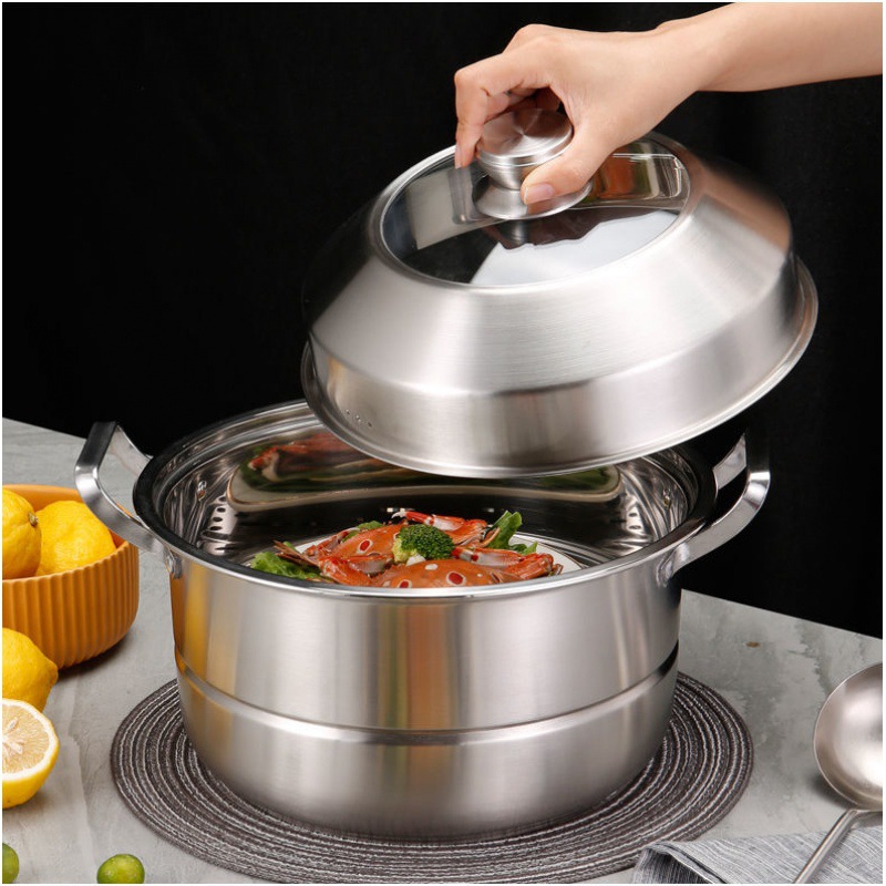 蒸气锅加厚不锈钢汽锅餐厅商用桑拿蒸汽火锅家用多功能海鲜蒸汽锅