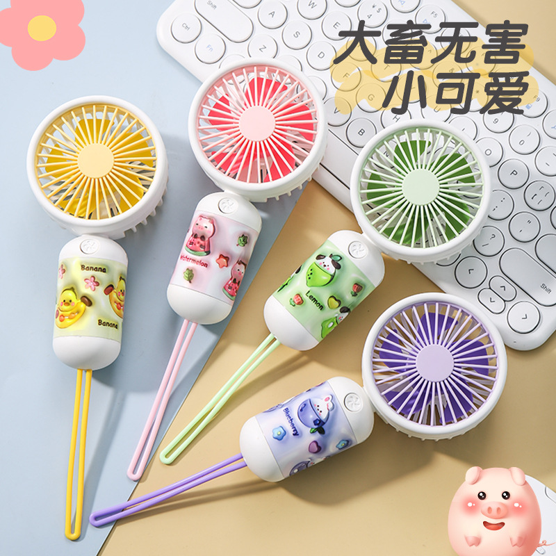 New Lollipop Expansion Wind Cute Pet Handheld Fan Student Mini Ins Cartoon USB Rechargeable Small Fan Gift