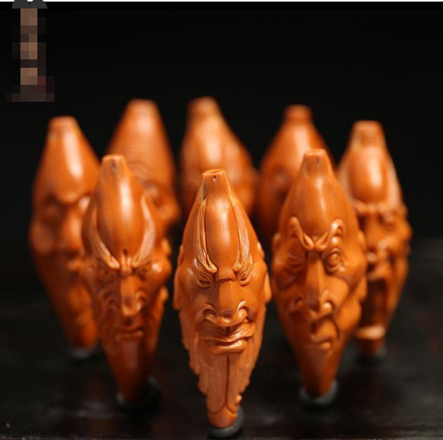 橄榄核雕刻脖挂单面柳叶核十八罗汉长串手工核雕小众 项链 男女-阿里