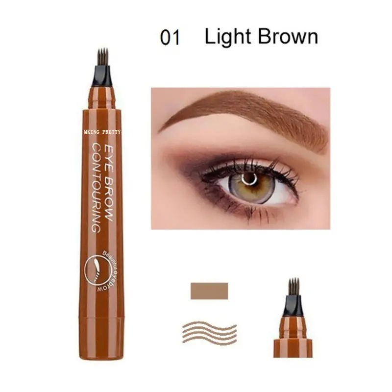 Four-Fork Liquid Water Eyebrow Pencil Four-Head Three-Dimensional Simulation Native Eyebrow Long Lasting Color Rendering Waterproof Sweat-Proof Eyebrow Pencil Can Be Sent on Behalf