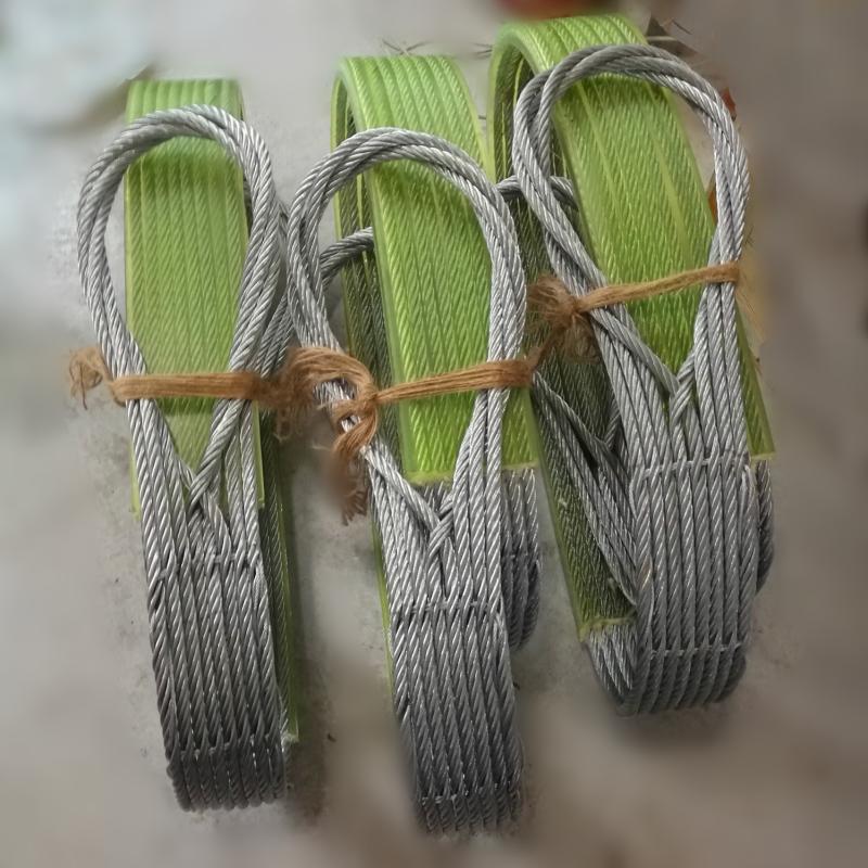 钢卷板聚氨酯压胶涂橡胶插编扁平钢丝绳吊带吊具石材钢丝编缆索具