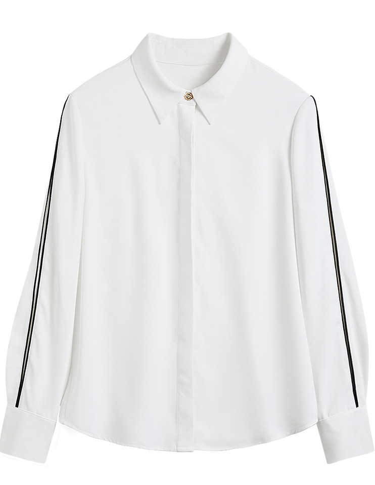 白色雪纺衬衫秋女长袖2021年新款宽松设计感别致上衣通勤简约衬衣