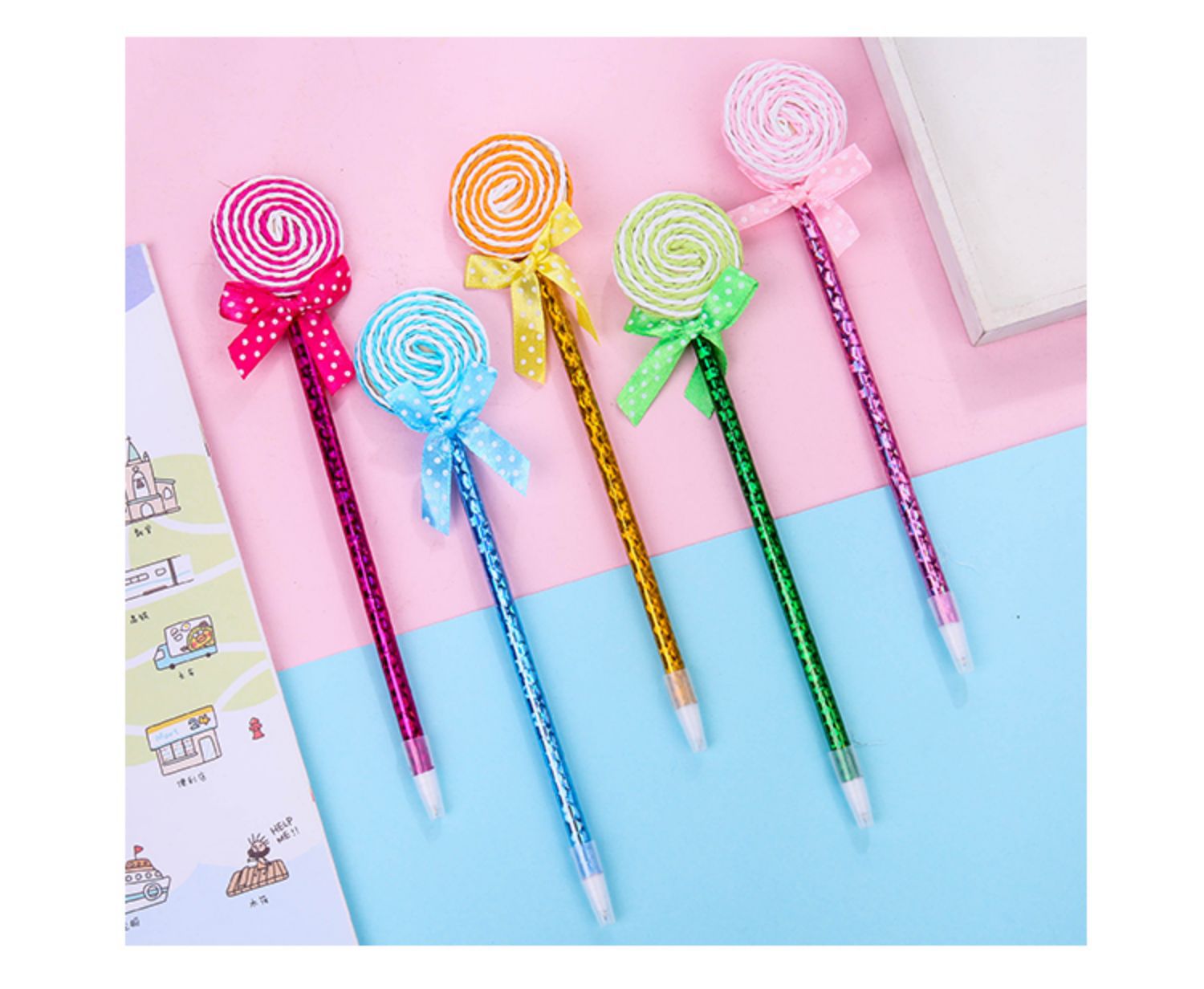 韩国文具仙女棒棒糖圆珠笔可爱蝴蝶结创意礼品学生奖品笔厂家直销