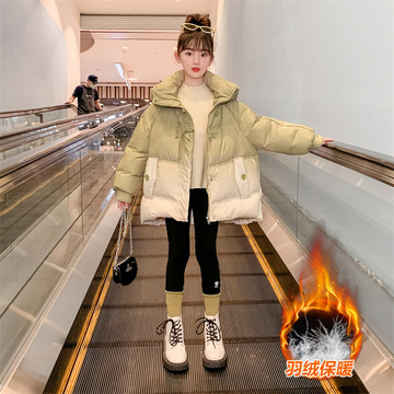女童羽绒服加厚洋气冬装2025新款中大童装冬季白鸭绒女孩外套冬款