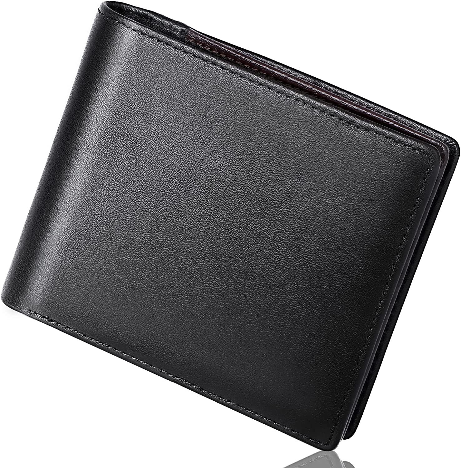 日式真牛皮对折短款钱夹 亚马逊男士商务抽拉卡位多功能硬币钱包