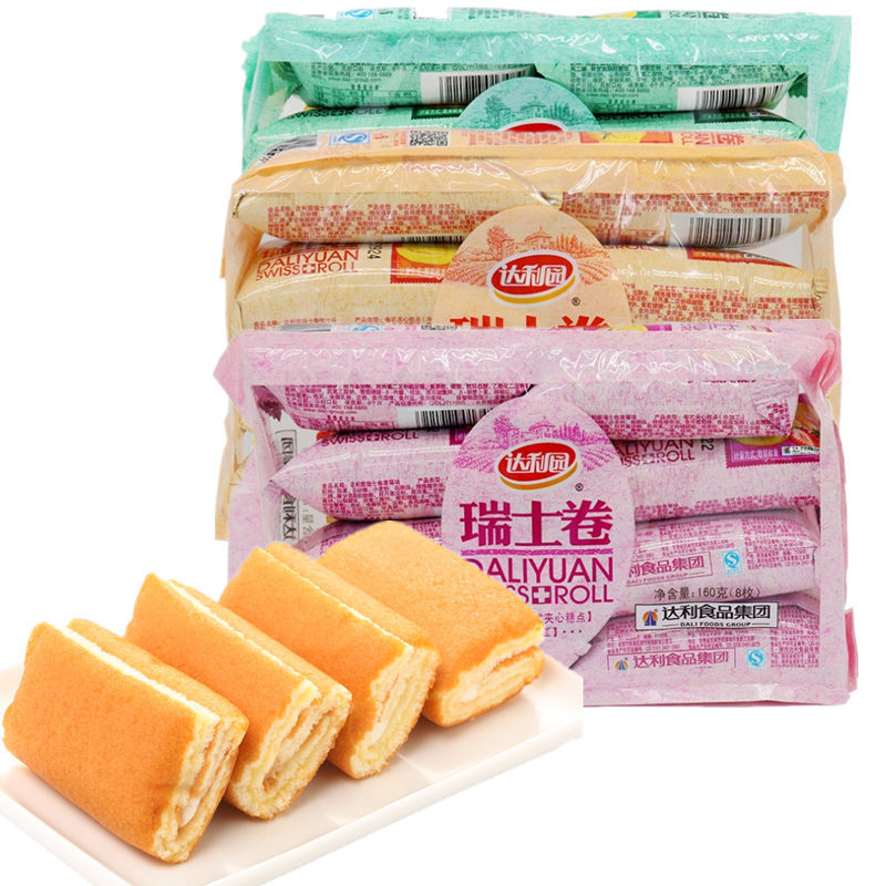 达利园瑞士卷西式点心草莓味香蕉巧克力早餐食品160g8枚批发-阿里巴巴