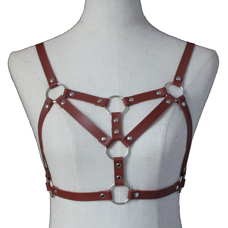 欧美性感个性多圆环铆钉束胸束腰皮带另类情趣女王装捆绑束缚带