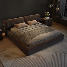 卧室布床奶油风主卧简约现代双人床北欧风全套软床