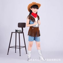 六一小荷风采演出服儿童牛仔很忙走秀表演服女童西部牛仔舞蹈服装