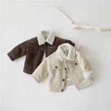 新品儿童外套冬季新款韩版儿童加绒加厚羊羔毛上衣宝宝灯芯绒衣服