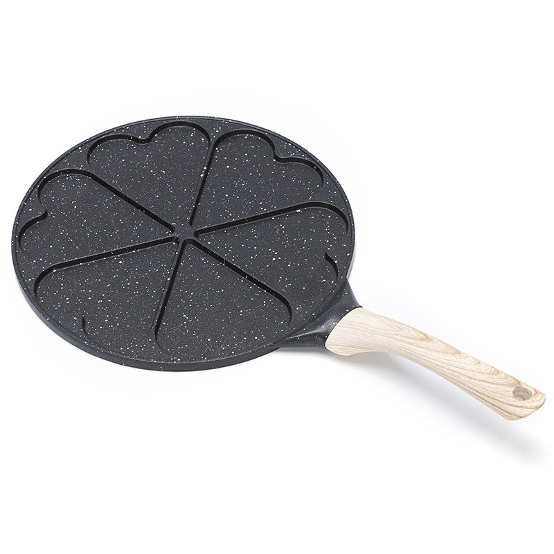 Foreign Trade Hot Selling Seven-Hole Lotus Leaf Medical Stone Breakfast Frying Pan Heart-Shaped Omelette Mold Flat Bottom Fry Pan Barbecue Plate Wholesale