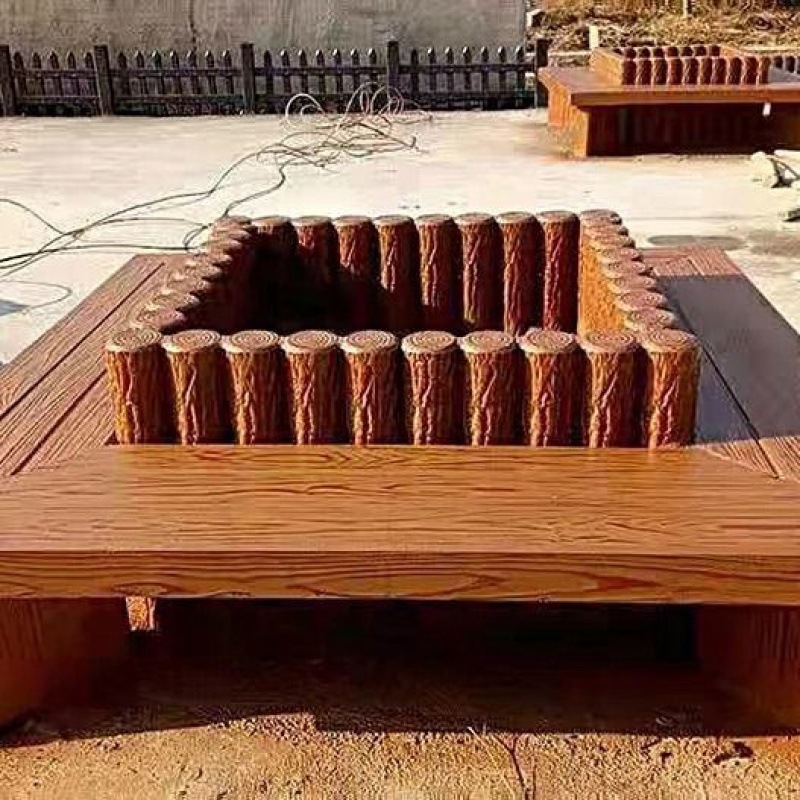 水泥仿木护栏桩模具仿树皮欧式花园林装饰木墩路牙石木纹磨具简约