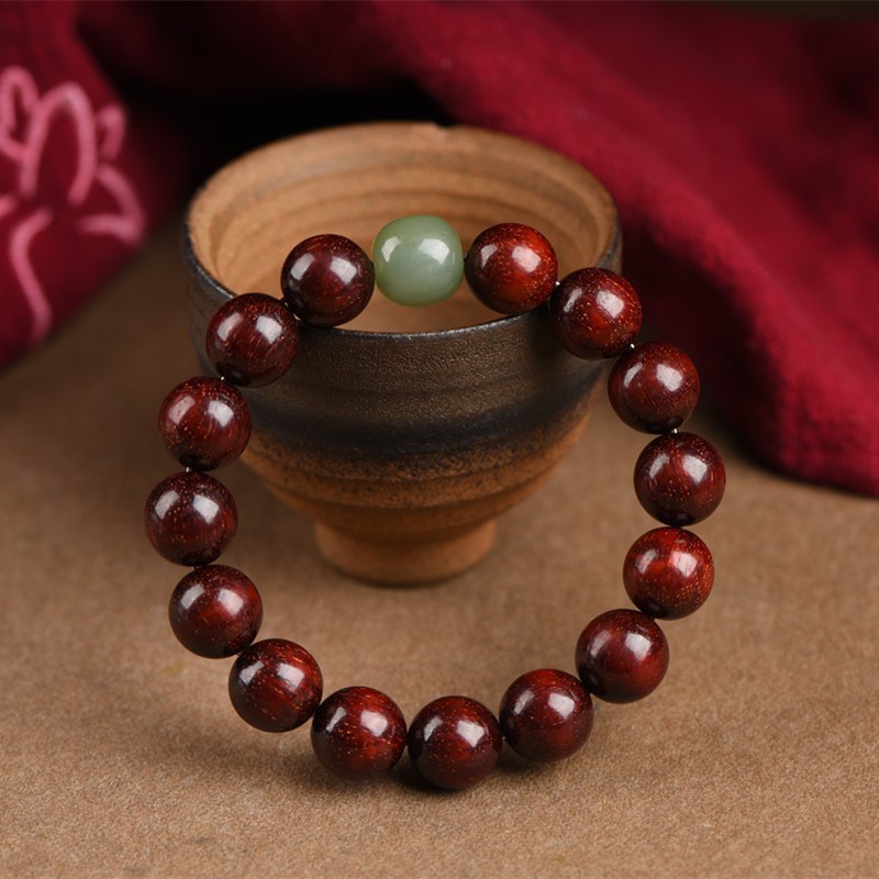 10mm 手串天然非洲小叶紫檀男女款和田玉顶珠文玩单圈檀香木手链