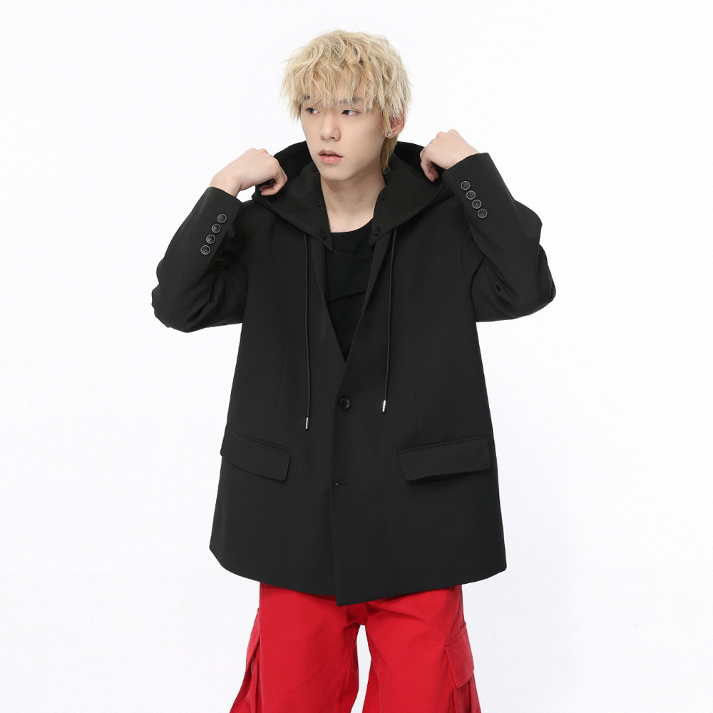mtlclothes男装|2024春款新品 美式复古小众设计感连帽西装外套潮