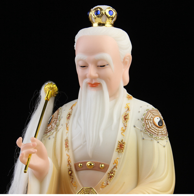 汉白玉石太乙真人神像居家供奉家用黄玉树脂佛像彩绘客厅祝福摆件