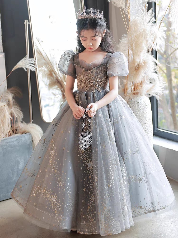 儿童礼服公主裙高端女童钢琴演出服花童婚礼小女孩主持人晚礼服夏