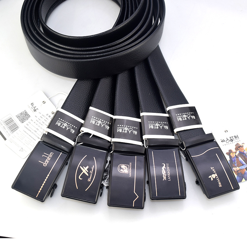 tag packaging men‘s belt business casual electrophoresis black imitation leather automatic buckle belt running rivers and lakes stall pants belt