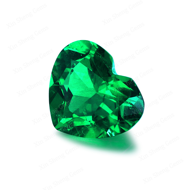 再生培育心形祖母绿裸石人工合成人造绿色宝石哥伦比亚木佐色批发