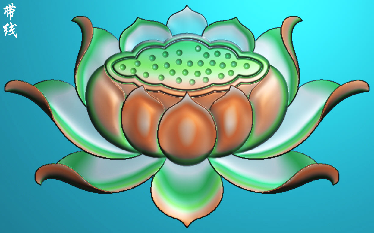 a精雕图一朵单朵莲花荷花浮雕图灰度图木雕砂岩石雕刻图素材