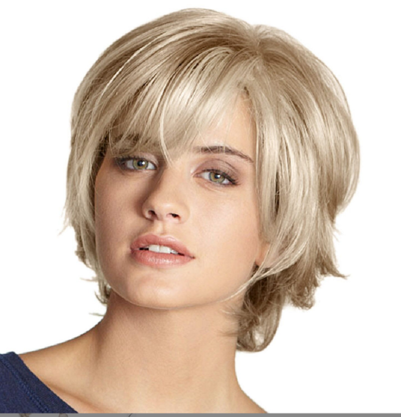 外贸假发女欧美时尚白人短bobo自然卷金色短发头套机制玫瑰网头套