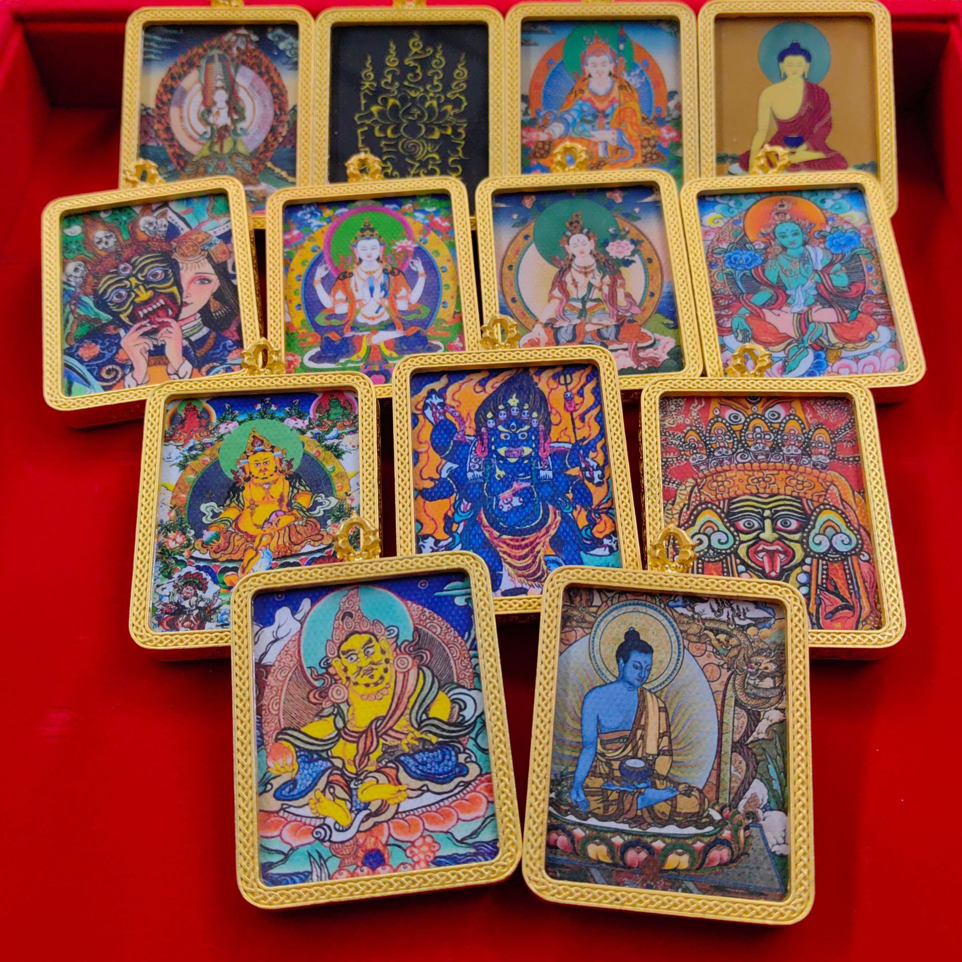 热贡唐卡扎基拉姆前世今生随身小唐卡吊坠药师佛藏饰挂件旅游纪念