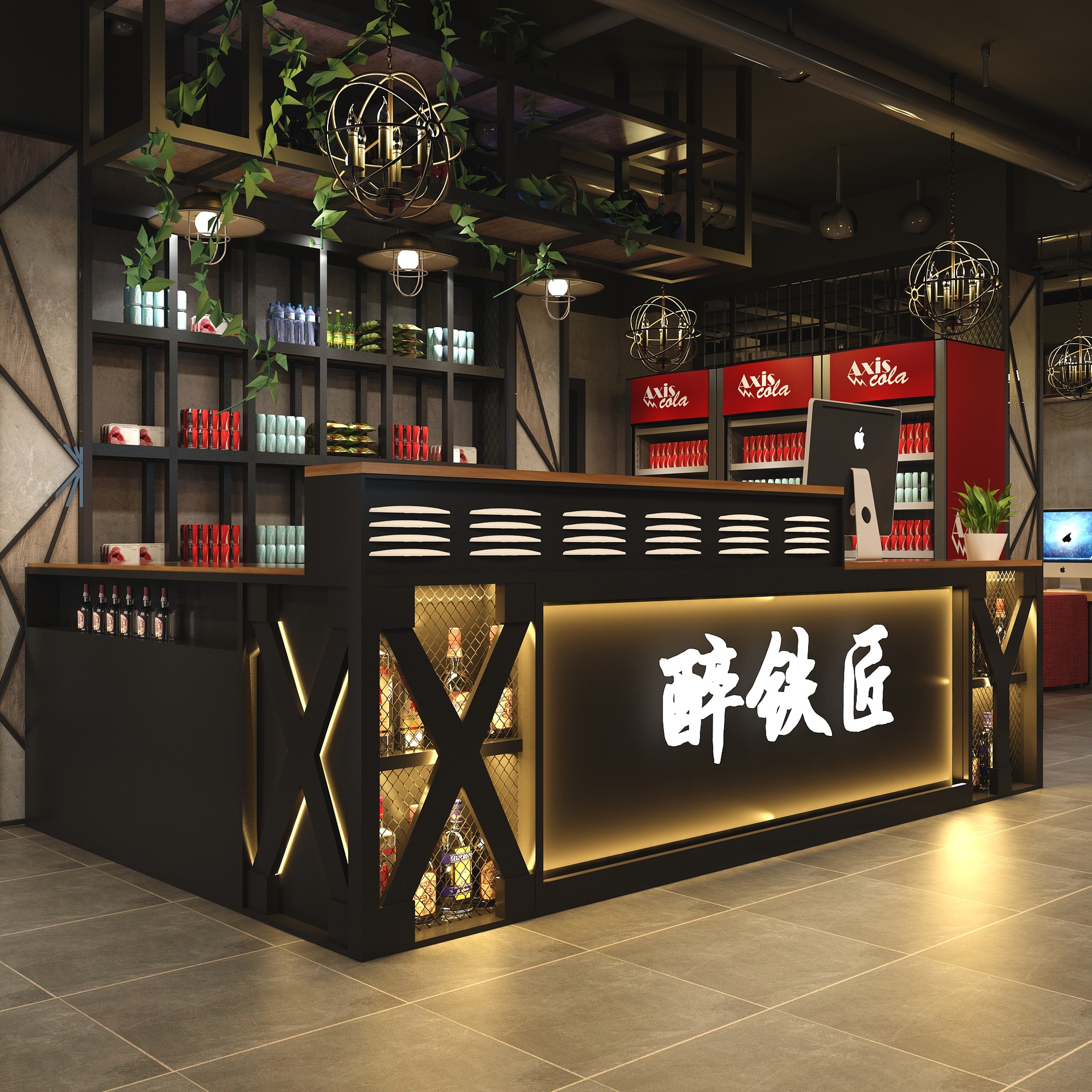 复古工业风收银台商用餐厅前台接待台吧台桌酒吧台转角奶茶店柜台