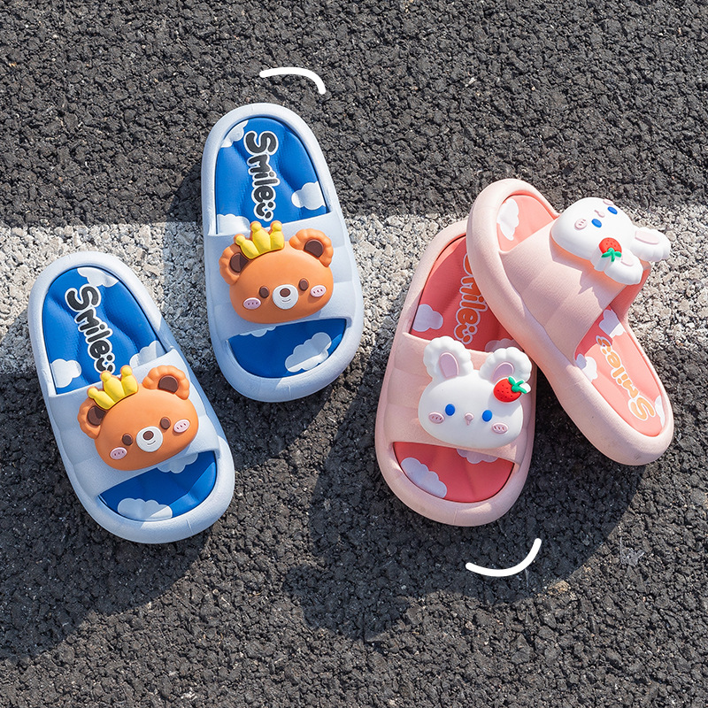 summer children‘s slippers cartoon non-slip crown bear boy home thick-soled soft bottom baby outdoor slippers wear-resistant
