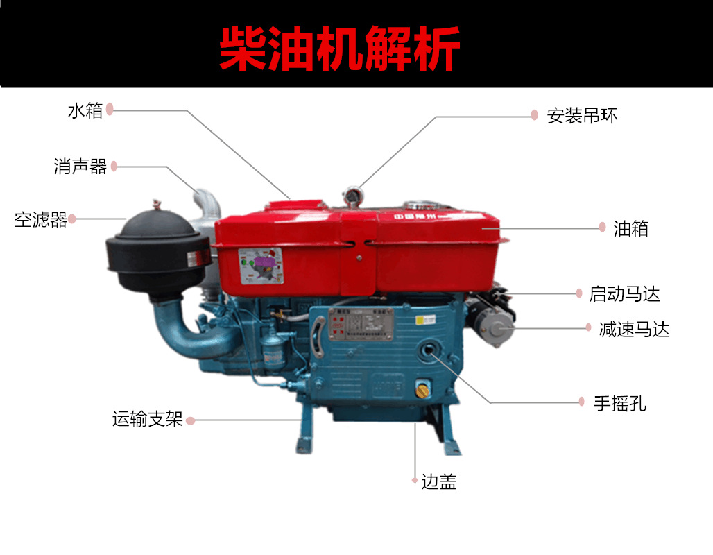 常州单缸柴油机32马力拖拉机发动机船用发动机 l32马力水冷发动机