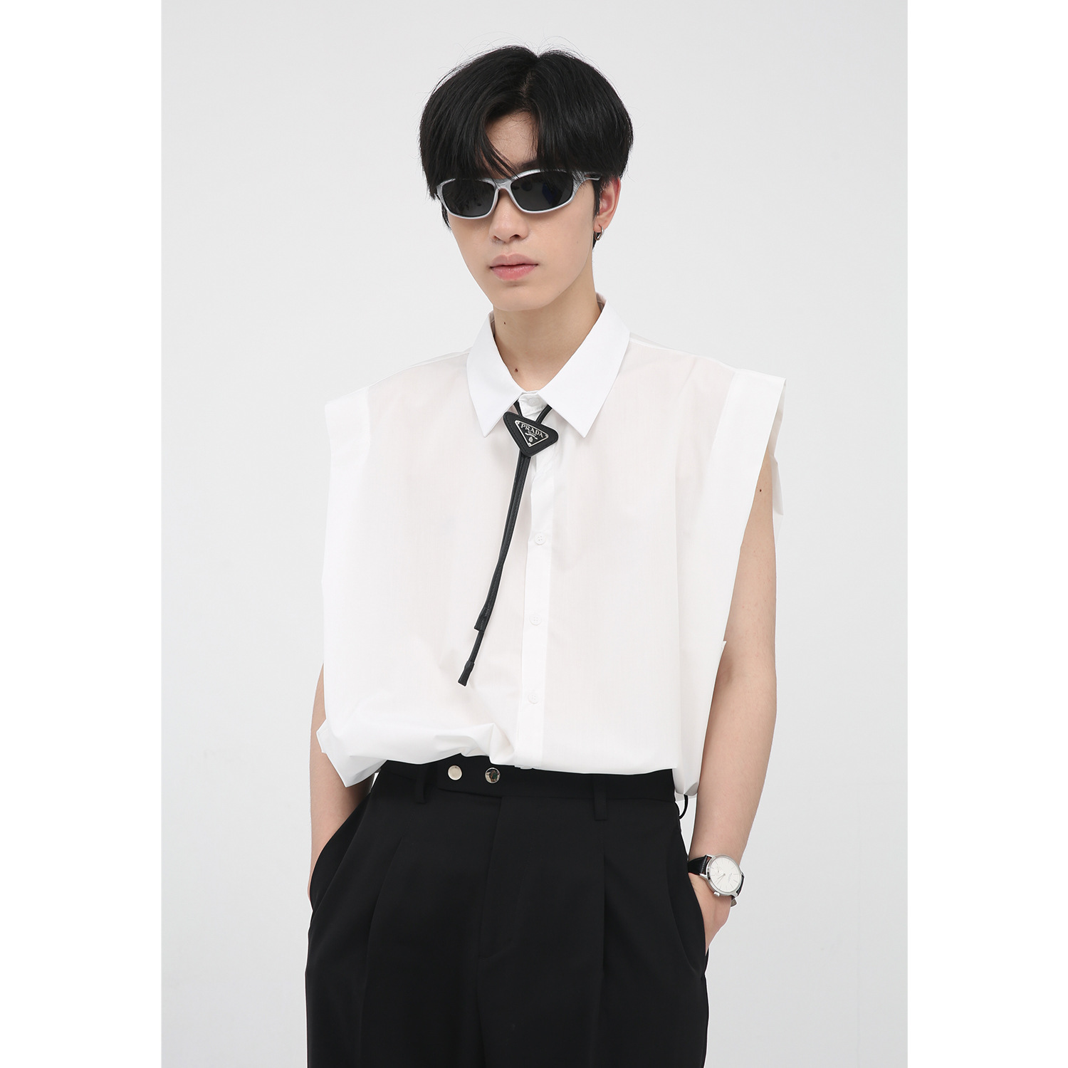 mtlclothes男装|2022夏款新品 韩版宽松个性慵懒风背心无袖衬衫男