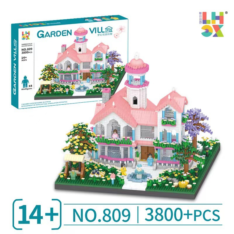 United CX 809 Dream Garden Villa Building Model Micro Particle Girl Series Assembled Building Blocks Girl Gift