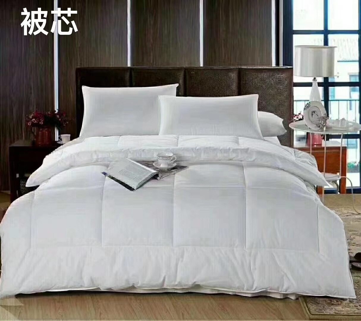 Hotel Beddings Six-Piece Set White Cotton Tribute Satin Hotel Bed & Breakfast Quilt Cover Bed Sheet Cloth Product Four-Piece Set Wholesale