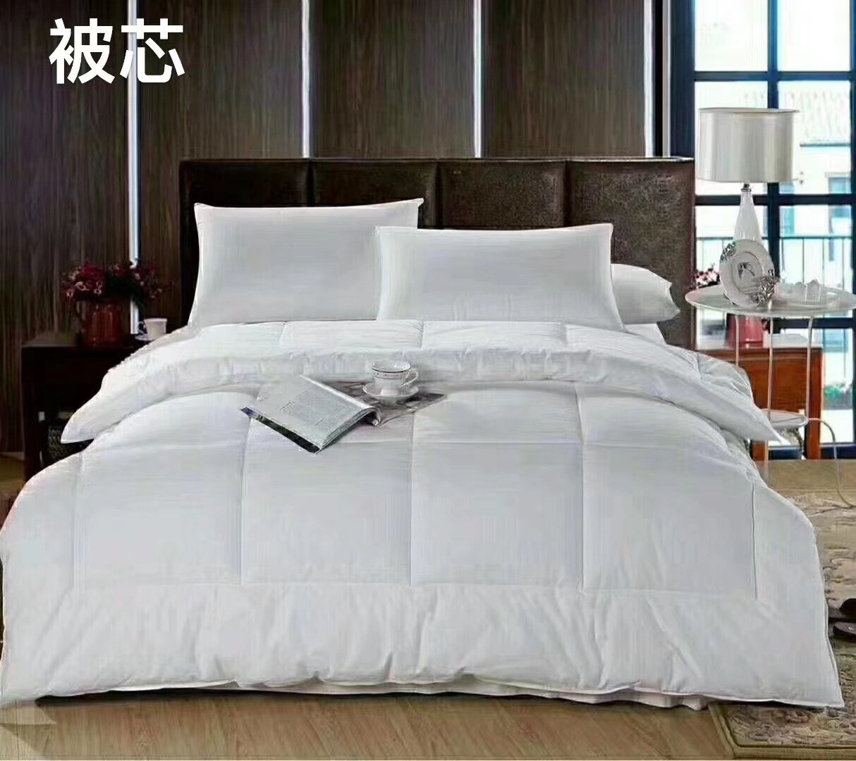 Hotel Cotton T Stripe Beddings Six-Piece Set Hotel B & B White Bed Sheet Duvet Cover Set Cloth Product Wholesale