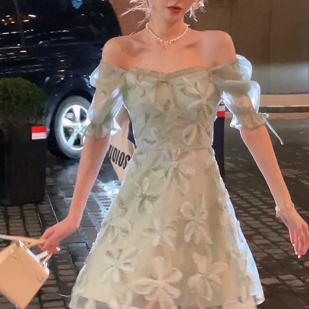 小银子的宝藏女孩 春日罗曼连衣裙xz2075 2022新款立体印花显白女