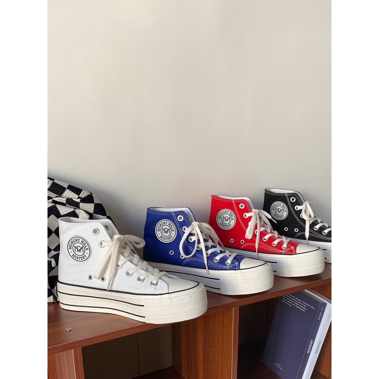 厚底帆布鞋女高帮松糕鞋2024新款春季鞋子女生百搭ins潮小众板鞋