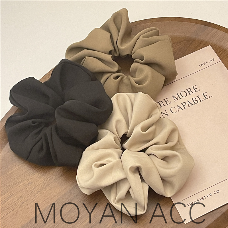 High-Grade ~ Korean Style Solid Color Large Intestine Hair Band Retro Temperament Suit Fabric Pleated Hair Rope Bun Hairtie