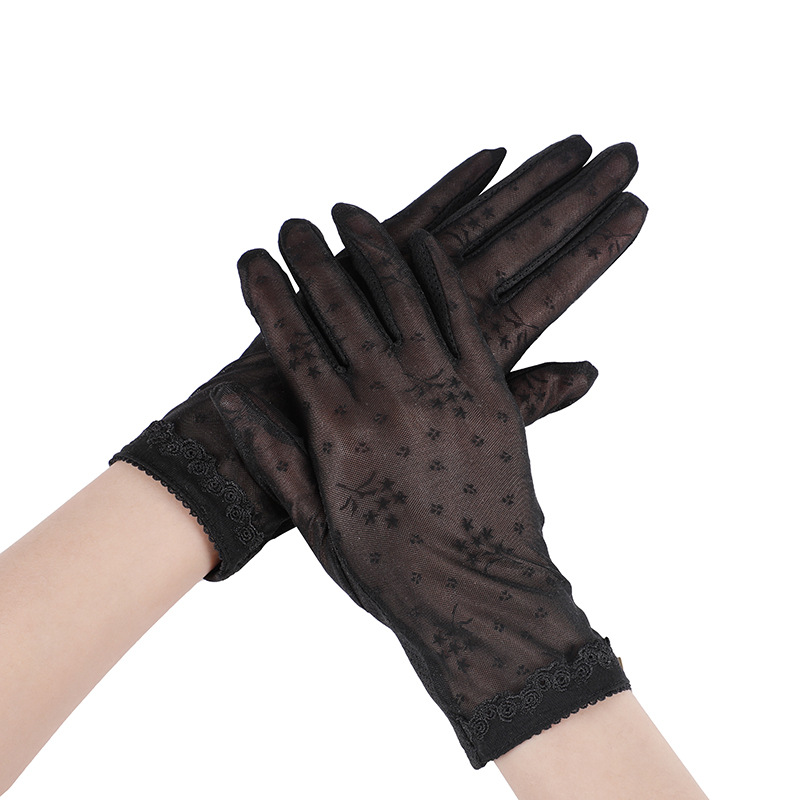 Spring and Summer Exquisite Lace Sun Protection Gloves Single Layer & Thin Women's Gloves Elegant Touch Screen Gloves UV Protection Non-Slip Gloves