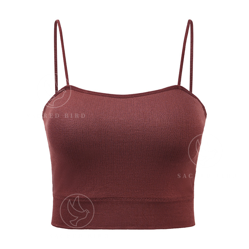 Fashion Ribbon Stitching Seamless Comfortable Breathable Girl Tank-Top Sexy Sling European and American plus Size Backless Bra Wholesale