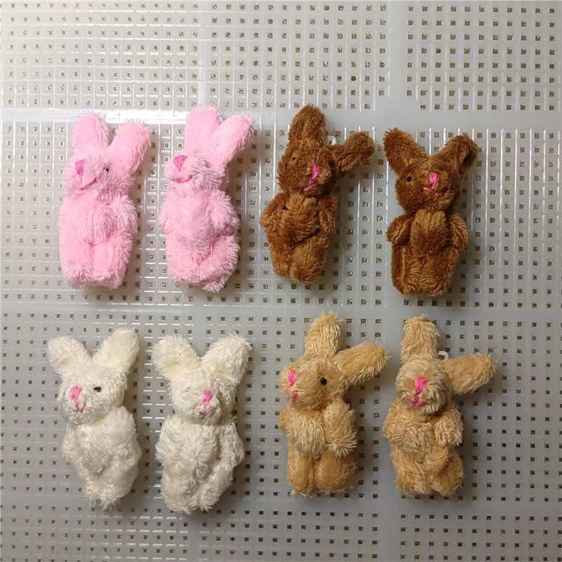 毛绒玩具小号粉色关节兔子DIY装饰品配件衣服材料辅料现货批发