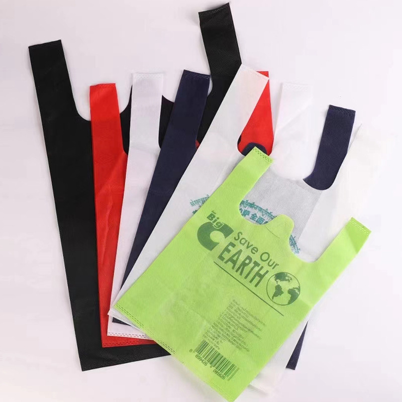 Hand Holding Vest Non-Woven Bag New Supermarket Folding Shopping Advertising Gifts Printed Logo Nonwoven Fabric Bag