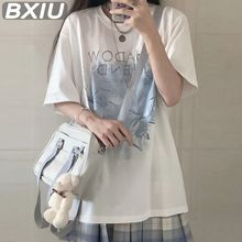 新款盐系长袖恤女学生夏季韩版中长款上衣百搭遮屁股