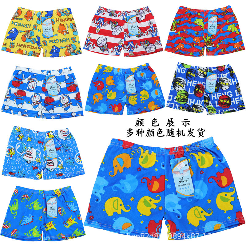 批发儿童泳裤夏季男士时尚印花夏天泳池小孩子小男生学游泳平角裤