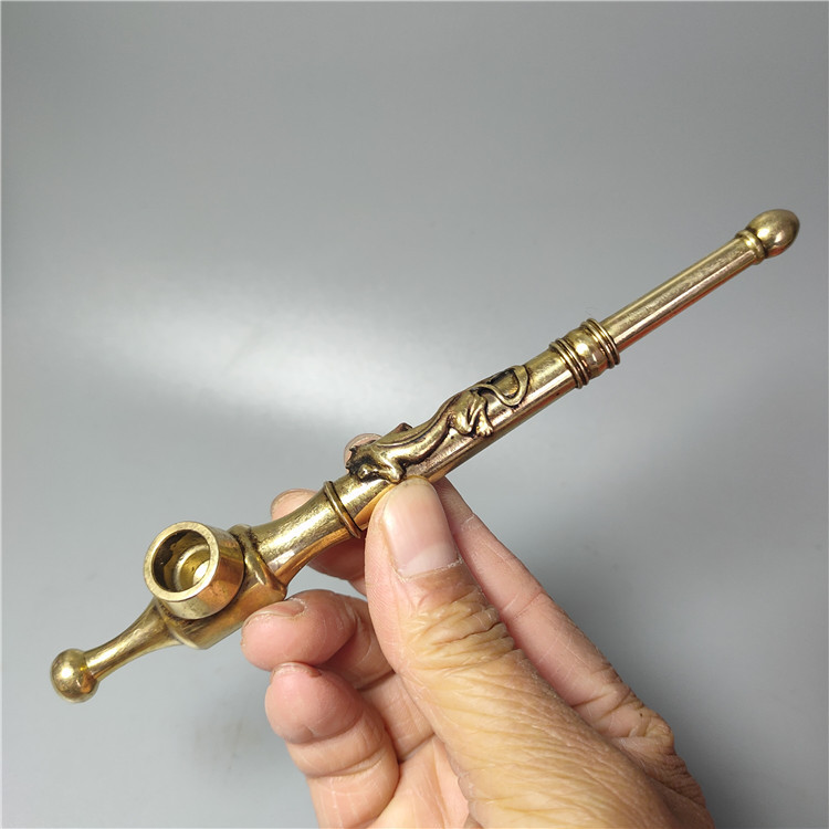复古黄铜老烟枪旱烟袋旱烟枪烟嘴长旱烟杆可升拆貔貅烟斗批发