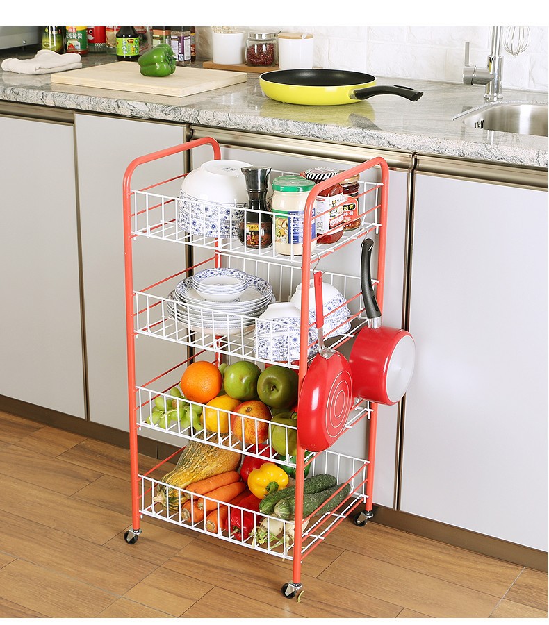 Kitchen Shelf Storage Rack Floor Trolley Vegetable and Fruit Rack Multi-Layer Storage Rack Bathroom Storage Rack