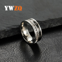 韩版跨境钛钢戒指女小众满天星镶钻可转动罗马数字指环不锈钢饰品