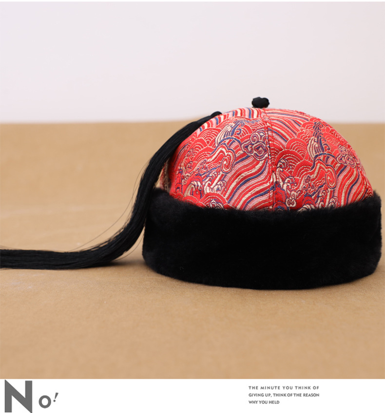 儿童帽子男童秋冬季新款中国风瓜皮帽宝宝婴儿新年唐装过年地主帽