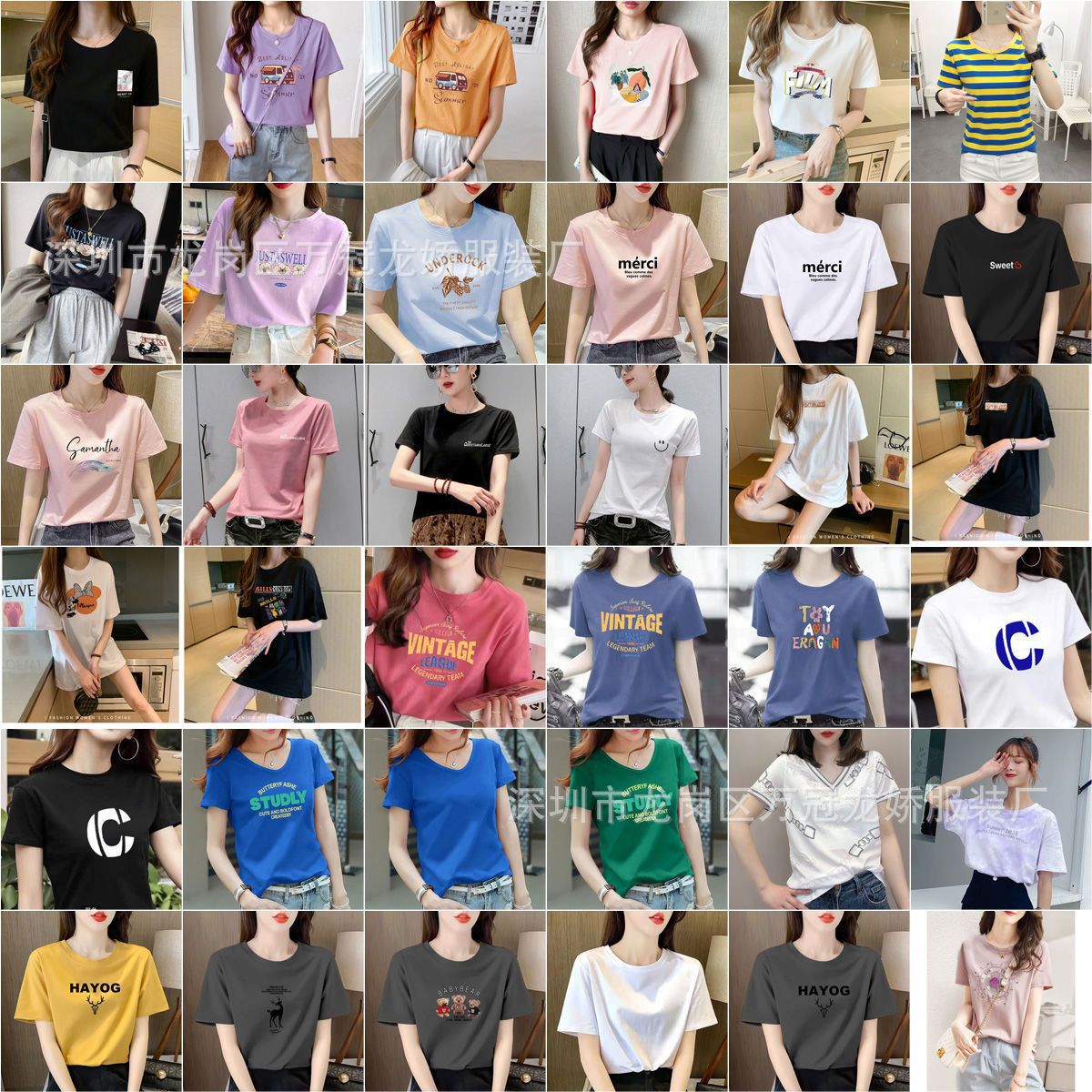 foreign trade original sample women‘s clothes short-sleeved t-shirt big loose new short-sleeved t-shirt female guangzhou clothing 2 yuan stall wholesale network