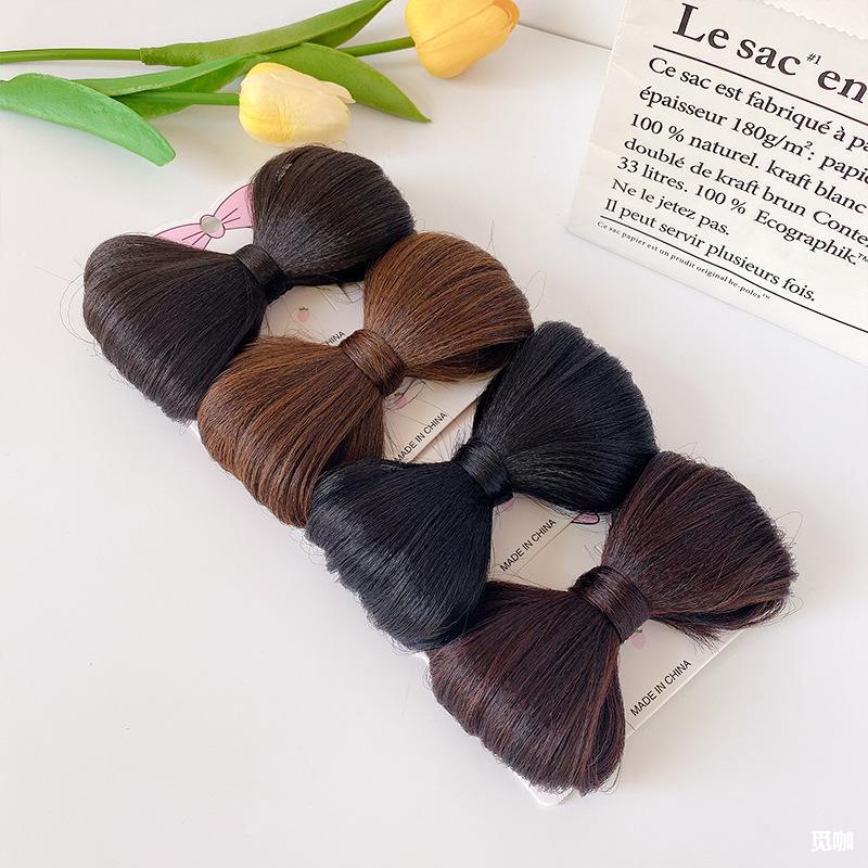 网红蝴蝶结假发发夹女可爱仿真发丸子头懒人盘发蓬松神器假发发圈