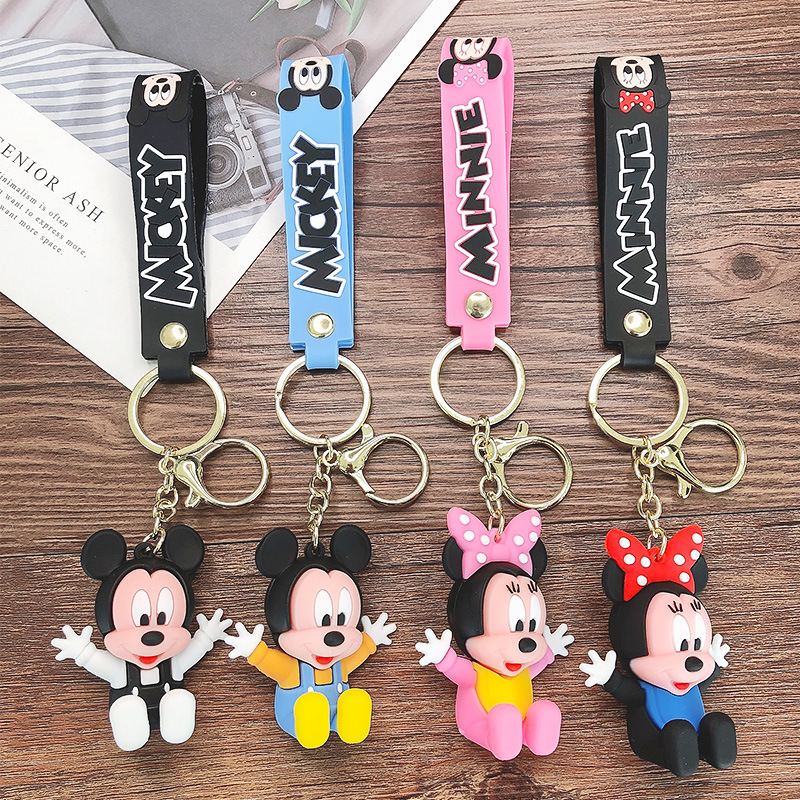 Sitting Mickey Minnie Cartoon Doll Key Chain Online Couple Car Key Chain Pendant Female Exquisite Small Ornaments