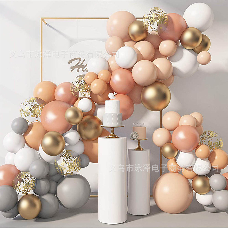 128 PCs Balloon Garland Arch Set Peach Rose Gold Gray Balloon Wedding Birthday Party Decoration