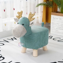 网红动物凳子科技布大象儿童卡通小凳子客厅创意实木换鞋凳小矮凳